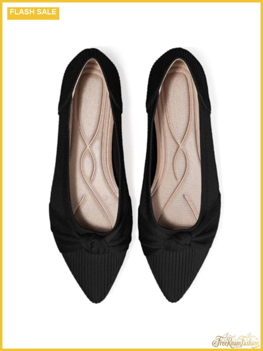 Women's Knit Ballet Flats Pointed Toe Washable Comfortable Dressy Shoes